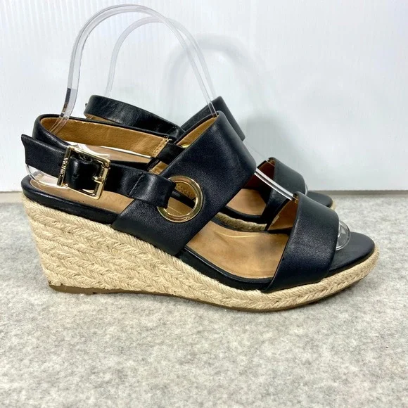 Vionic Black Wedge Sandals - Picture 2 of 8